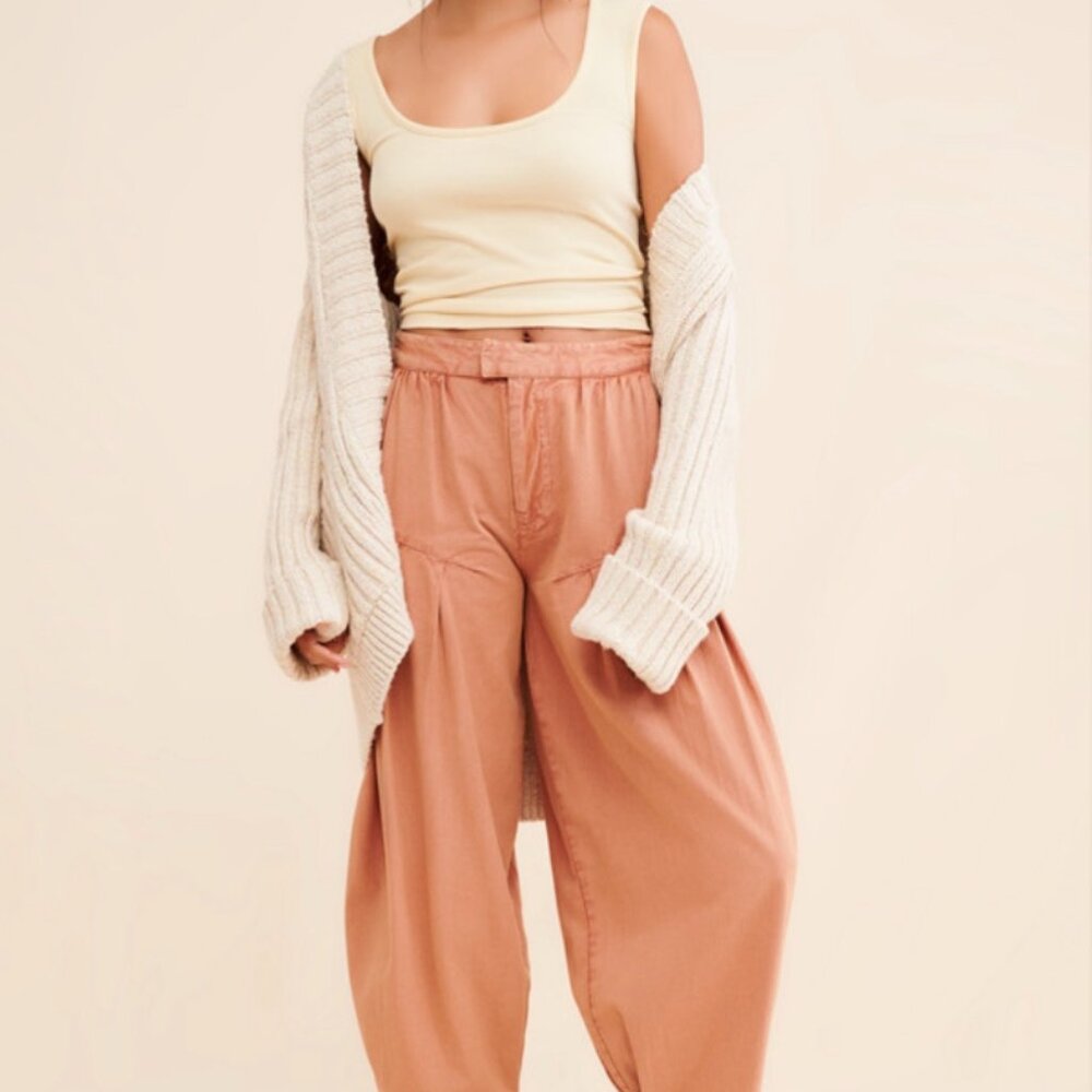 Free People Dusty Rose Wide-Leg Trousers